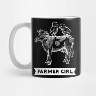 Chick Cow Farm Farmer Girl Mug